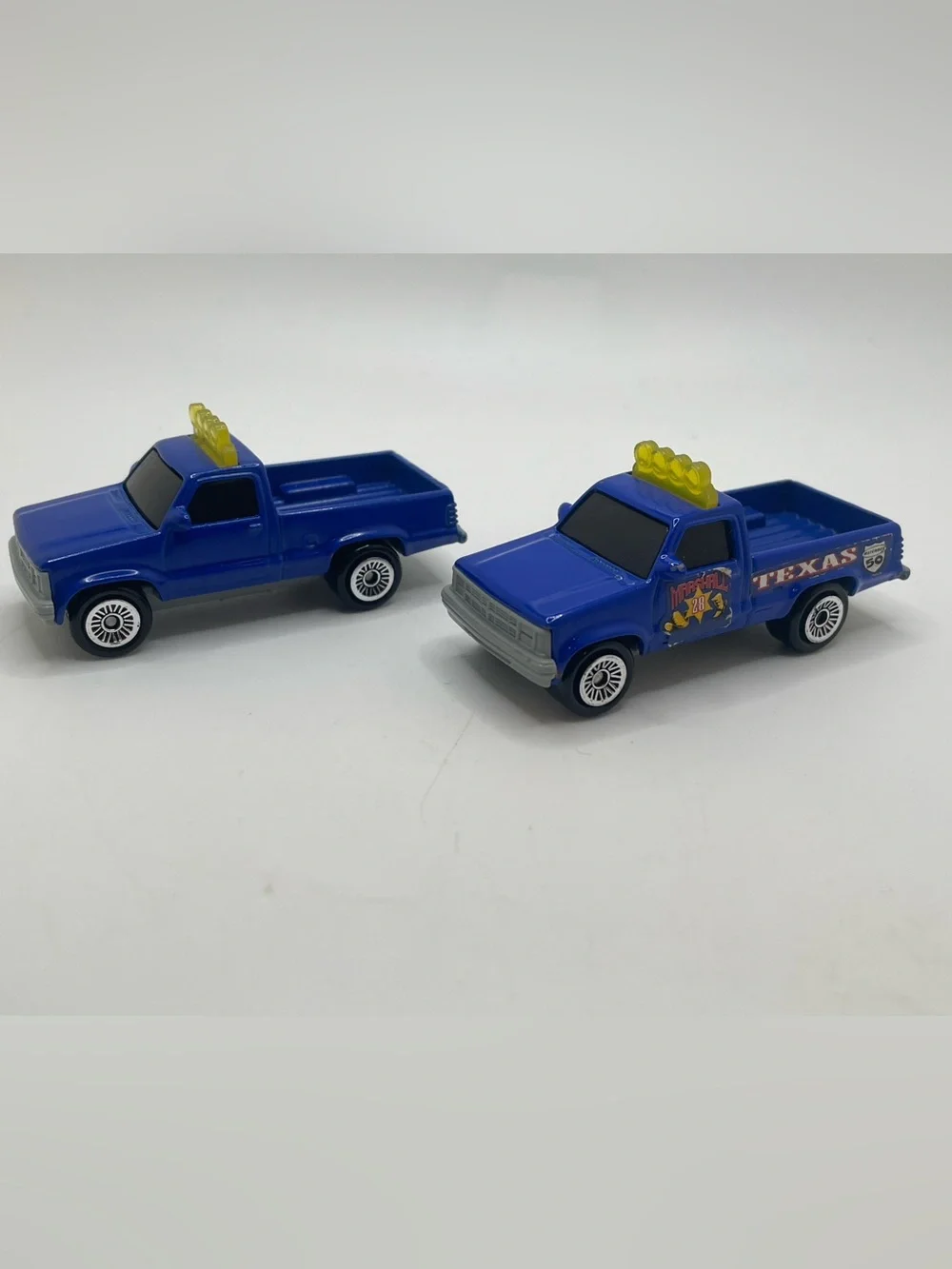 2 Matchbox McDonalds Texas Marshall Blue Dodge Dakota Pickup Trucks, Happy Meal